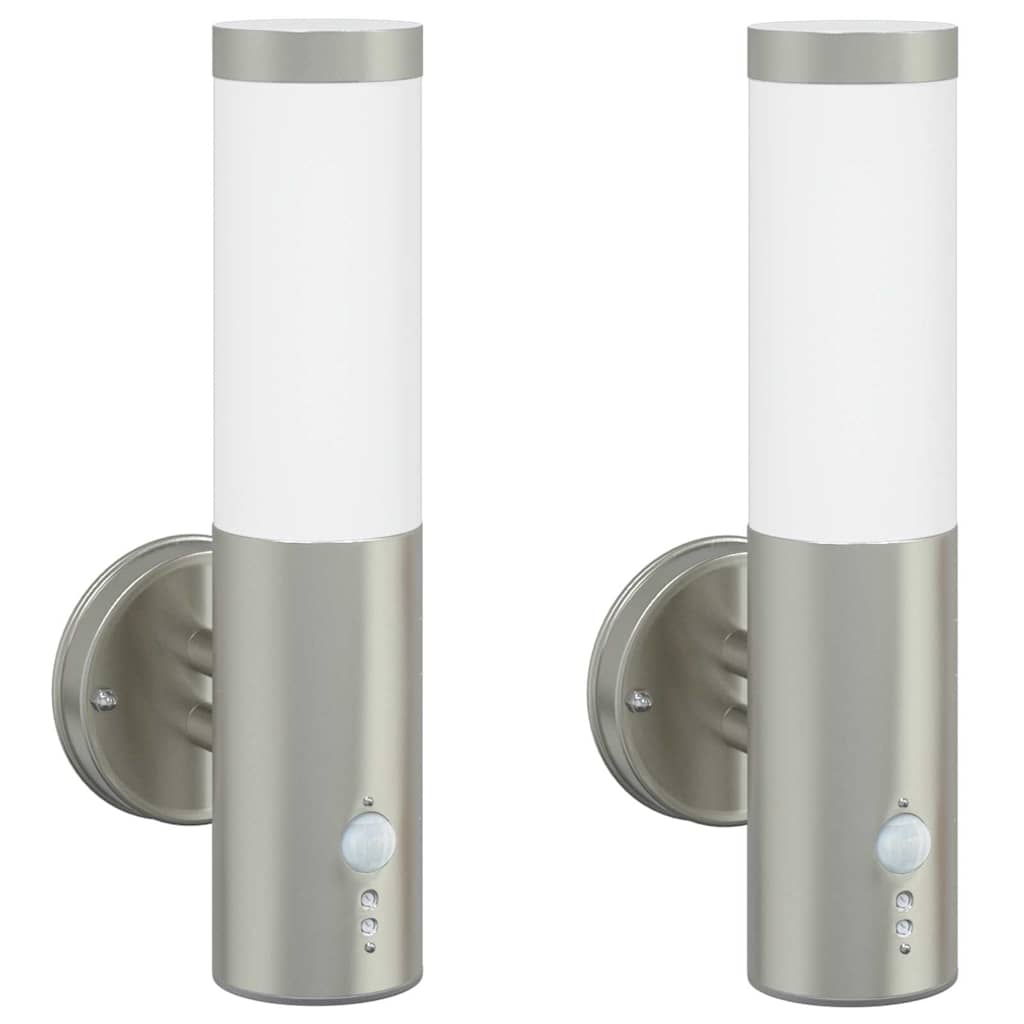 vidaXL Zewnętrzna lampa ścienna 2 pcs Srebrny 15 x 7,5 x 33 cm