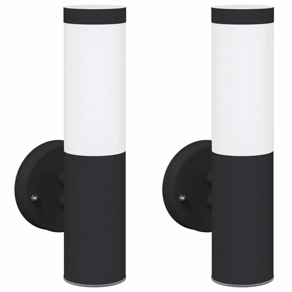 vidaXL Zewnętrzna lampa ścienna 2 pcs Czarny 15 x 7,5 x 33 cm