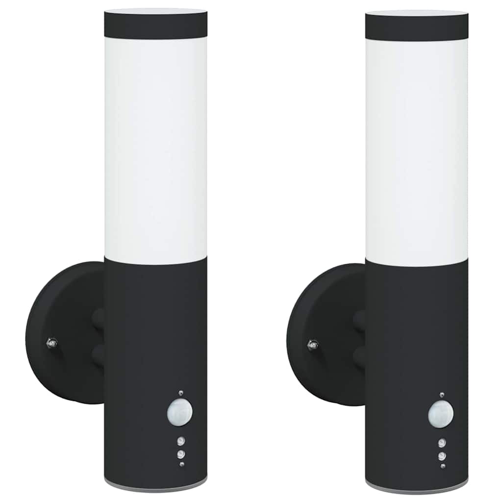 vidaXL Zewnętrzna lampa ścienna 2 pcs Czarny 15 x 7,5 x 33 cm