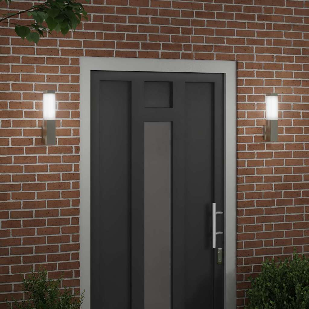 vidaXL Zewnętrzna lampa ścienna 2 pcs Srebrny 10.5 x 6 x 33 cm