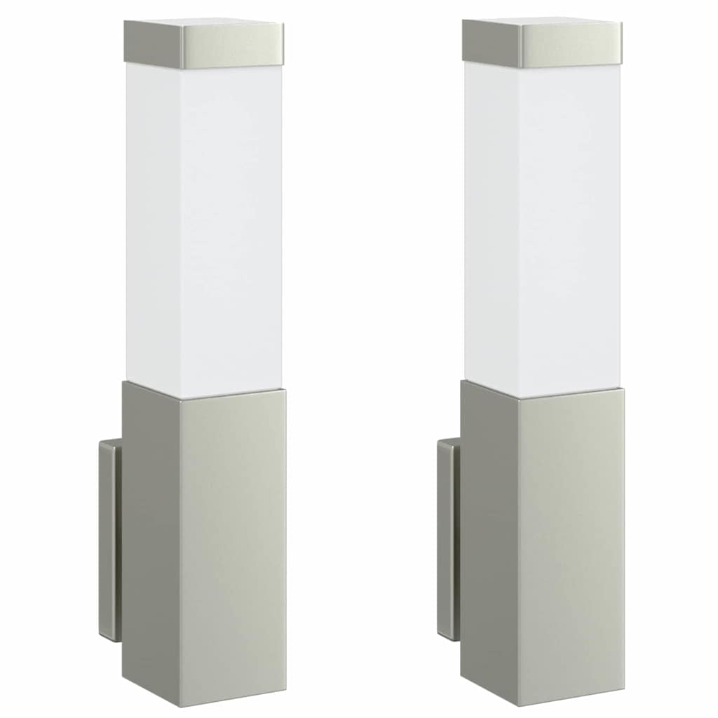 vidaXL Zewnętrzna lampa ścienna 2 pcs Srebrny 10.5 x 6 x 33 cm