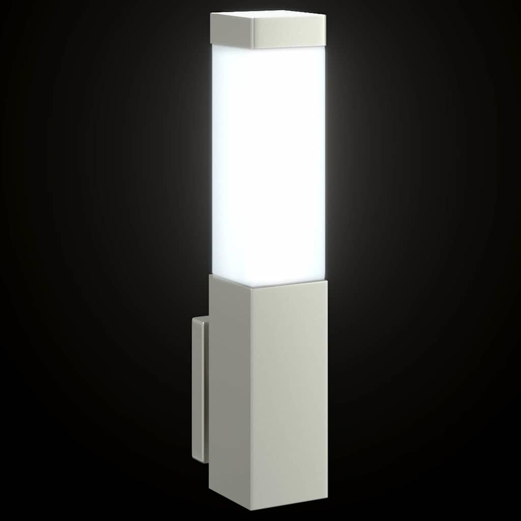 vidaXL Zewnętrzna lampa ścienna 2 pcs Srebrny 10.5 x 6 x 33 cm