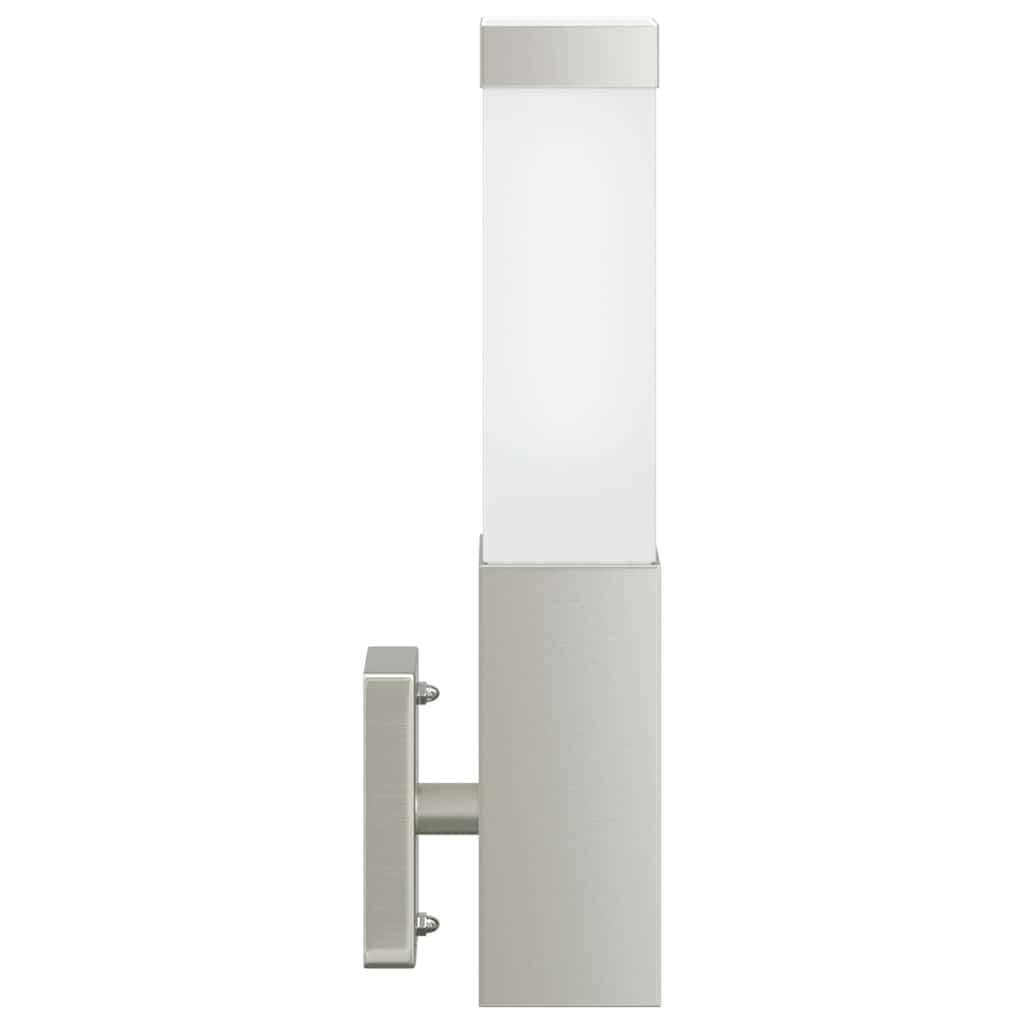 vidaXL Zewnętrzna lampa ścienna 2 pcs Srebrny 10.5 x 6 x 33 cm