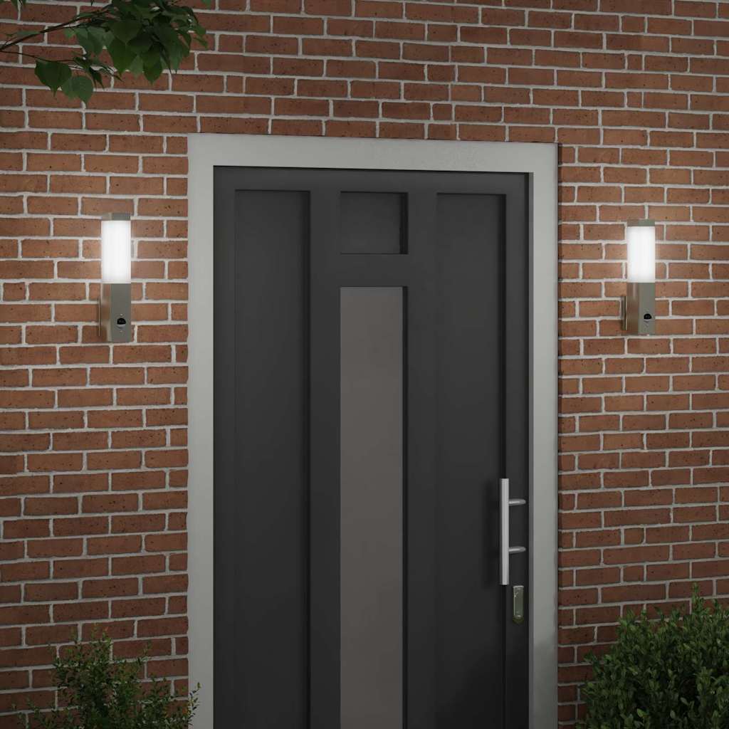 vidaXL Zewnętrzna lampa ścienna 2 pcs Srebrny 10.5 x 6 x 33 cm