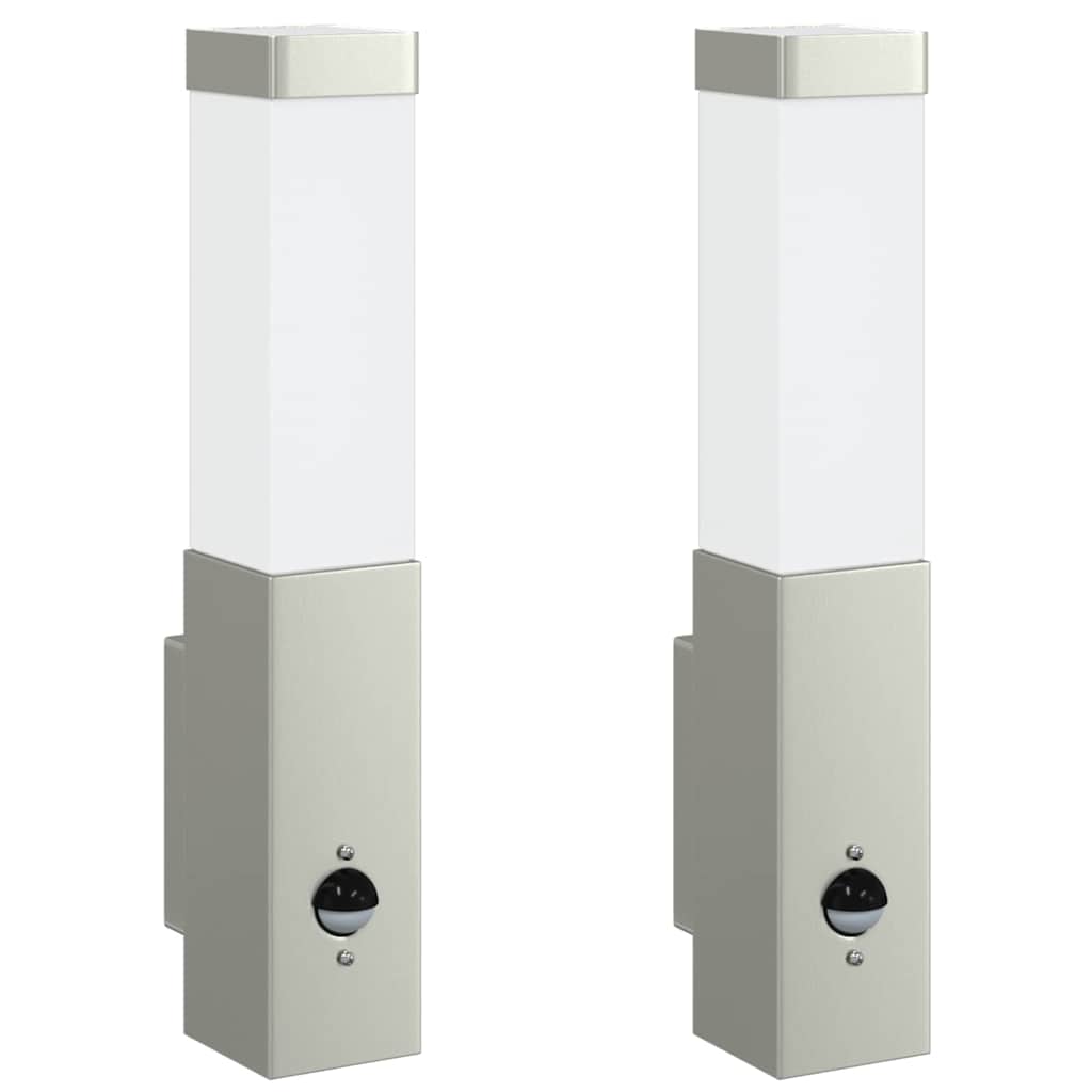 vidaXL Zewnętrzna lampa ścienna 2 pcs Srebrny 10.5 x 6 x 33 cm