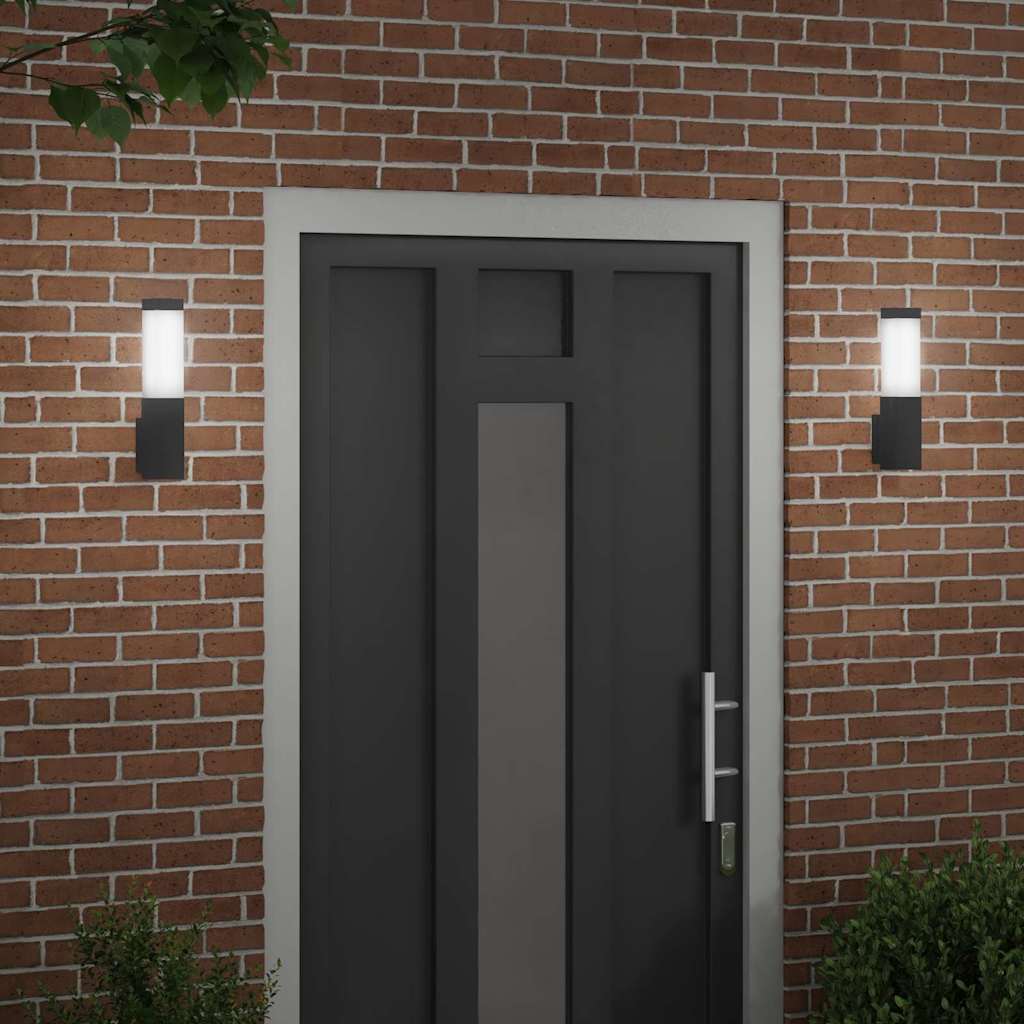 vidaXL Zewnętrzna lampa ścienna 2 pcs Czarny 10.5 x 6 x 33 cm