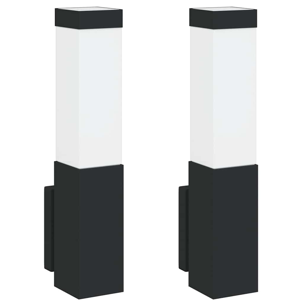 vidaXL Zewnętrzna lampa ścienna 2 pcs Czarny 10.5 x 6 x 33 cm
