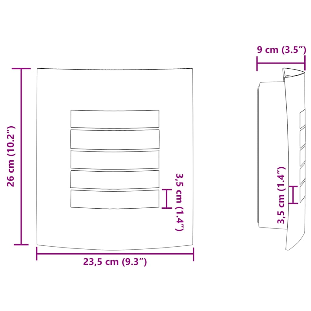 vidaXL Zewnętrzna lampa ścienna Srebrny 23.5 x 9 x 26 cm