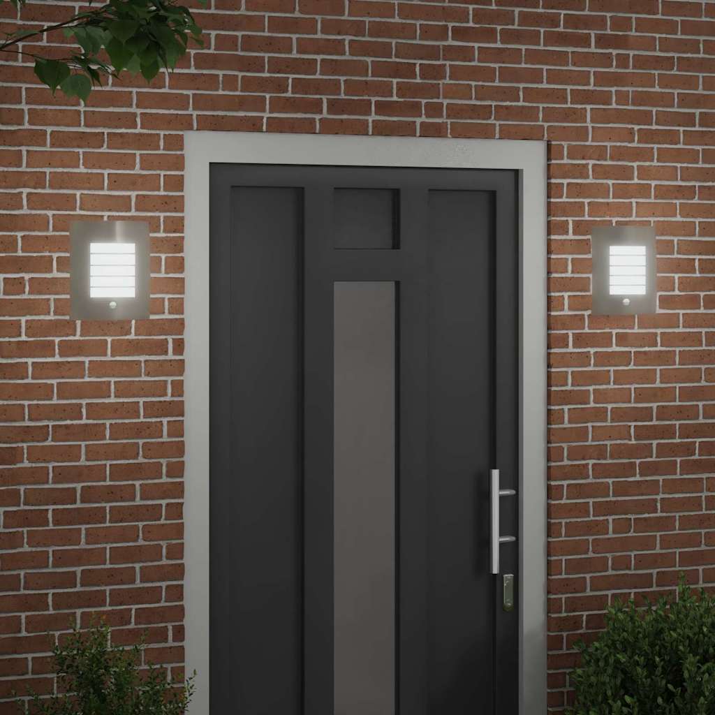 vidaXL Zewnętrzna lampa ścienna 2 pcs Srebrny 23.5 x 9 x 26 cm