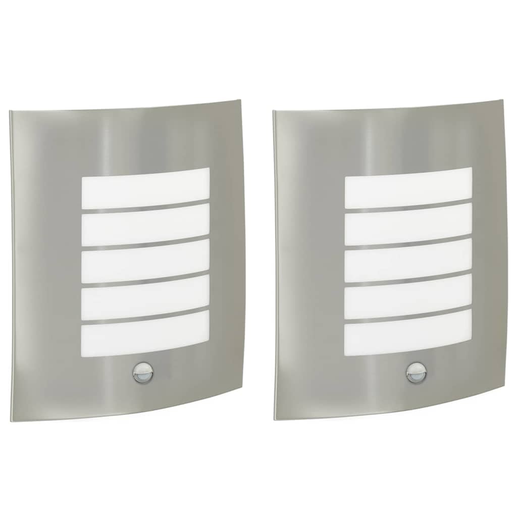 vidaXL Zewnętrzna lampa ścienna 2 pcs Srebrny 23.5 x 9 x 26 cm