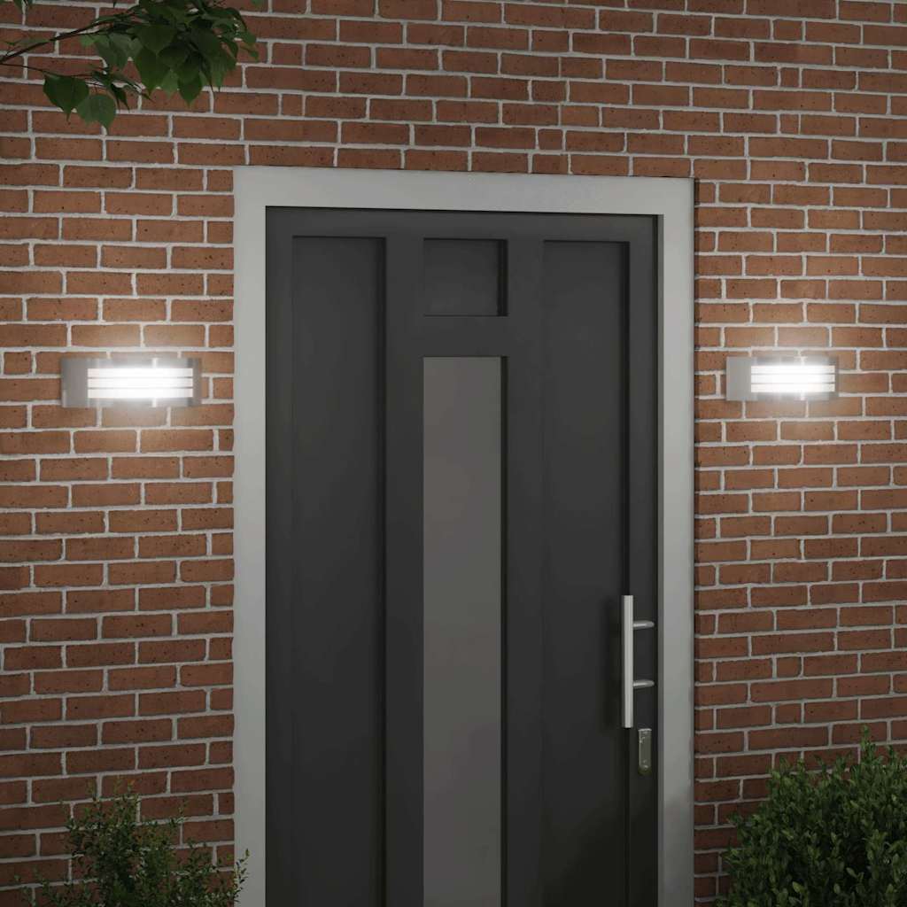 vidaXL Zewnętrzna lampa ścienna 2 pcs Srebrny 32 x 10 x 10 cm