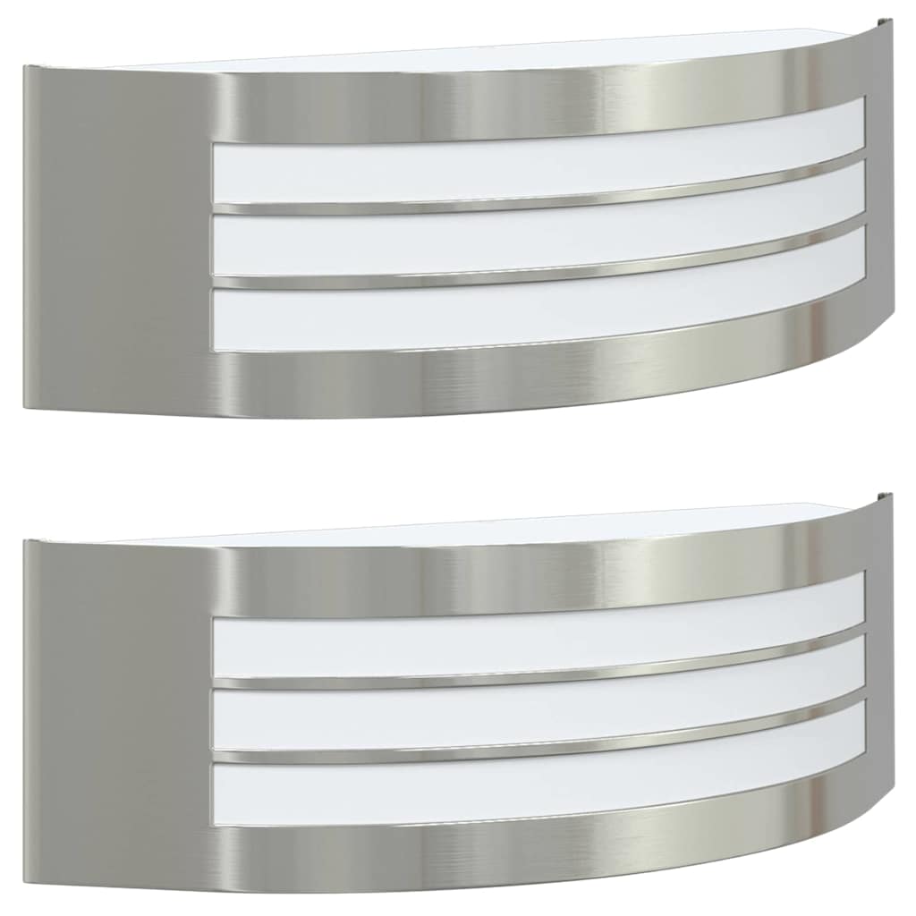 vidaXL Zewnętrzna lampa ścienna 2 pcs Srebrny 32 x 10 x 10 cm