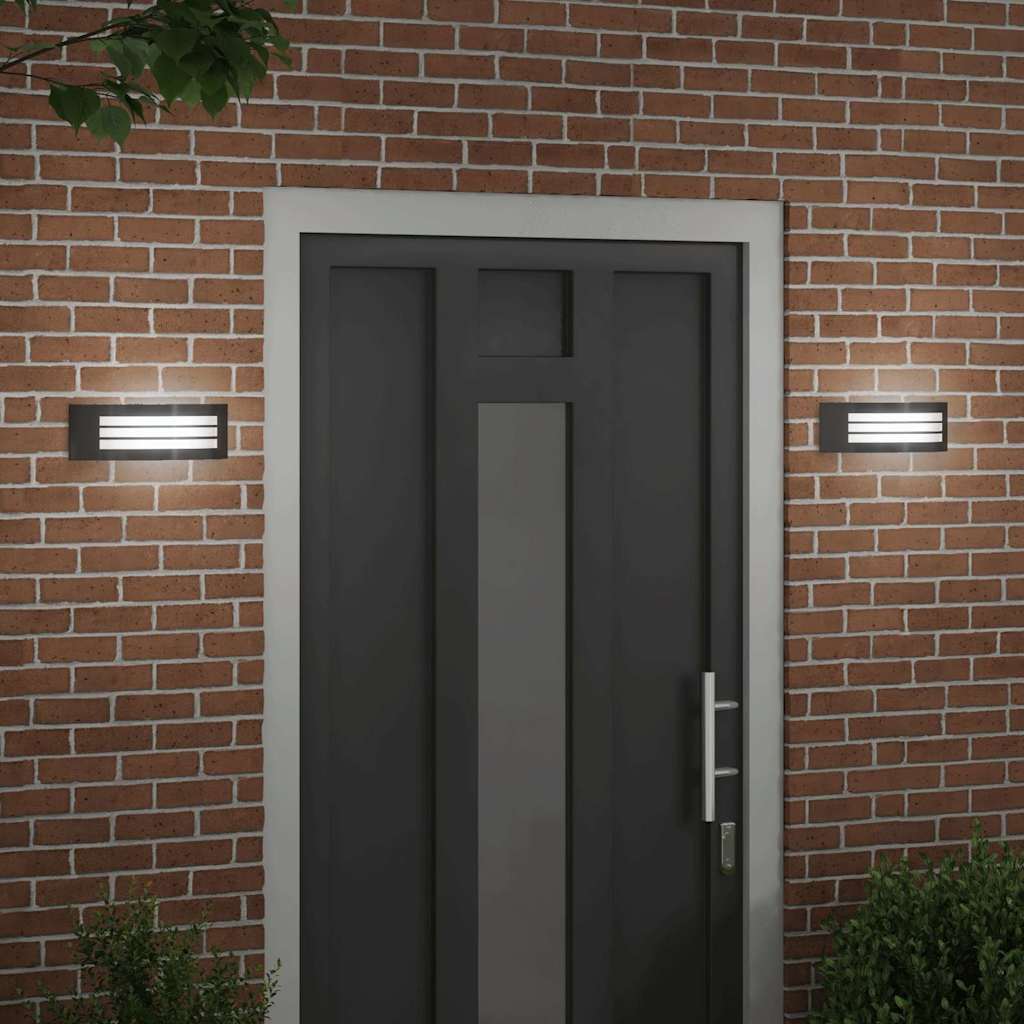 vidaXL Zewnętrzna lampa ścienna 2 pcs Czarny 32 x 10 x 10 cm