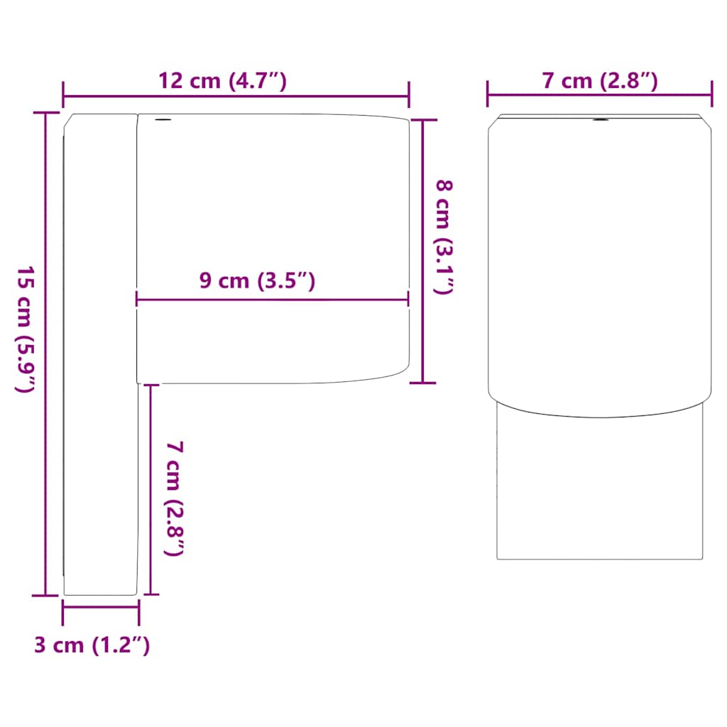vidaXL Zewnętrzna lampa ścienna Czarny 12 x 7 x 15 cm Stal nierdzewna