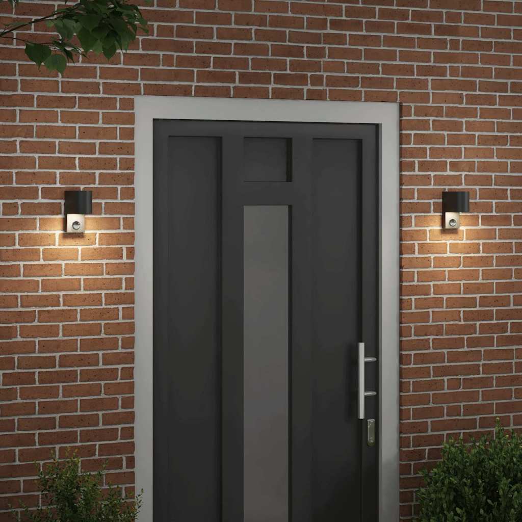 vidaXL Zewnętrzna lampa ścienna 2 pcs Czarny 12 x 7 x 15 cm