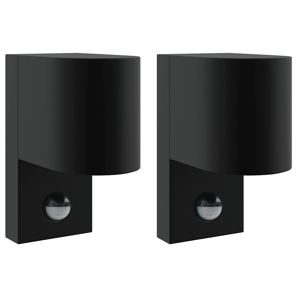 vidaXL Zewnętrzna lampa ścienna 2 pcs Czarny 12 x 7 x 15 cm