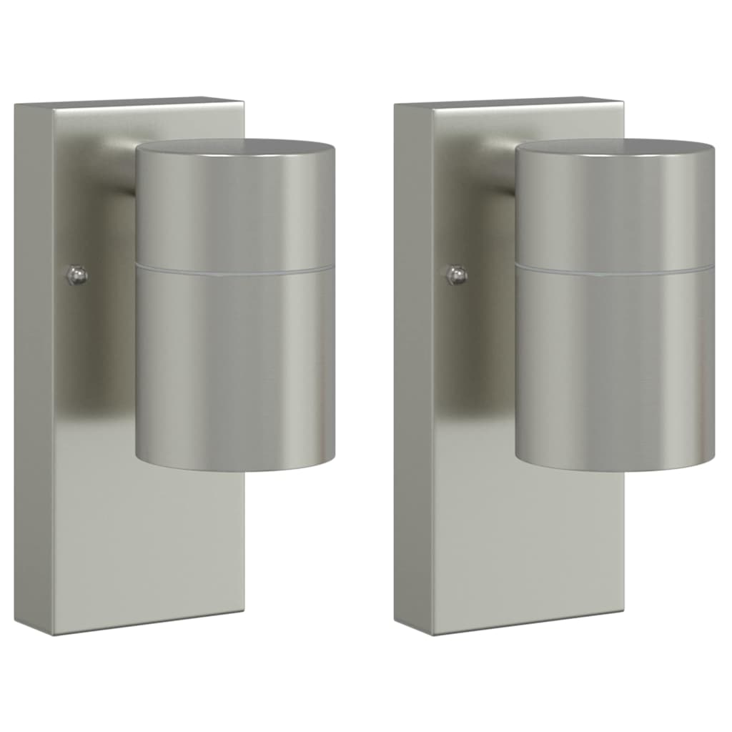 vidaXL Zewnętrzna lampa ścienna 2 pcs Srebrny 6,5 x 10,5 x 16 cm