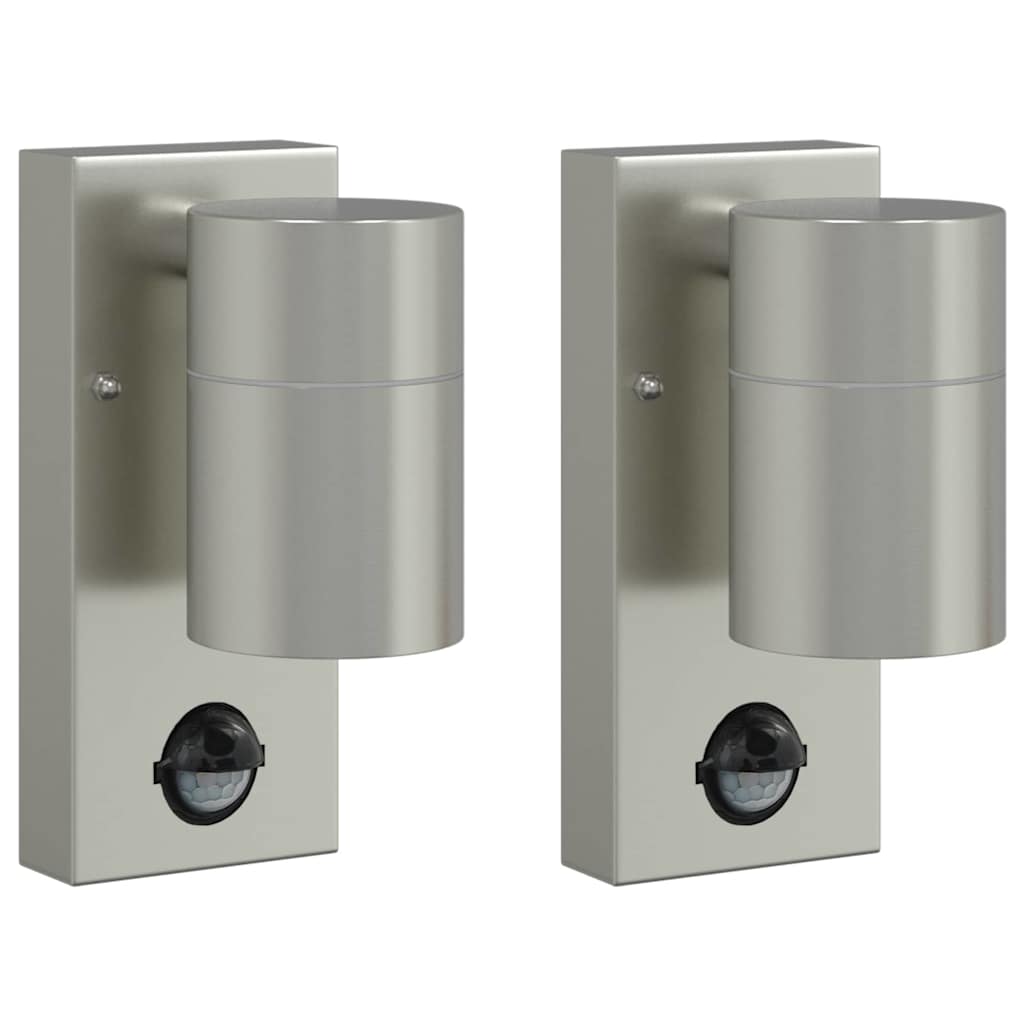 vidaXL Zewnętrzna lampa ścienna 2 pcs Srebrny 6,5 x 10,5 x 16 cm