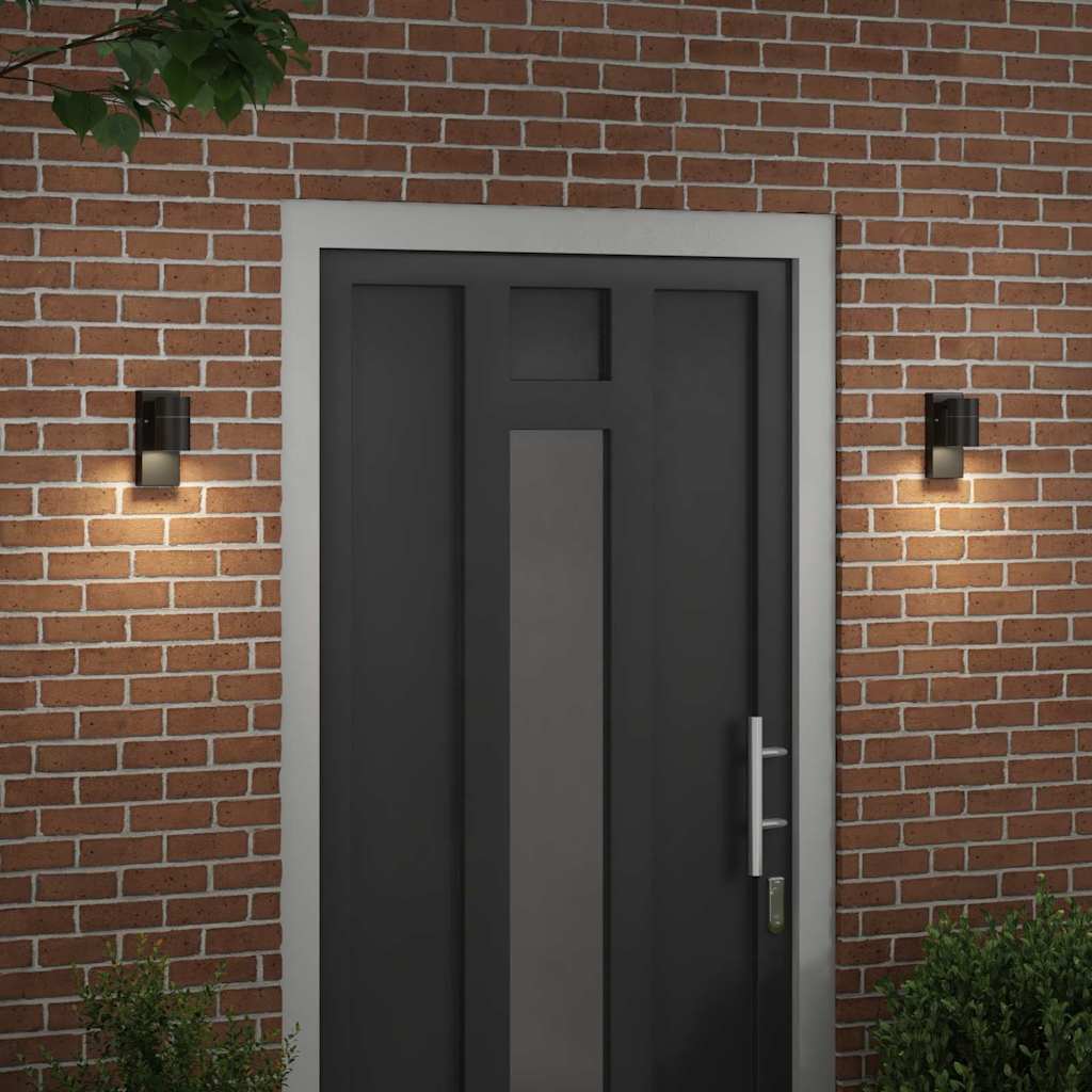 vidaXL Zewnętrzna lampa ścienna 2 pcs Czarny 6,5 x 10,5 x 16 cm