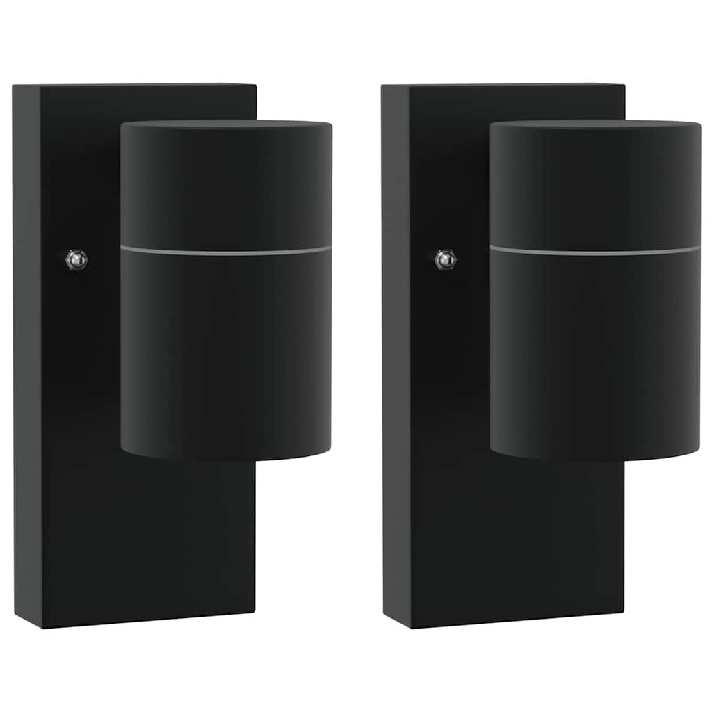 vidaXL Zewnętrzna lampa ścienna 2 pcs Czarny 6,5 x 10,5 x 16 cm