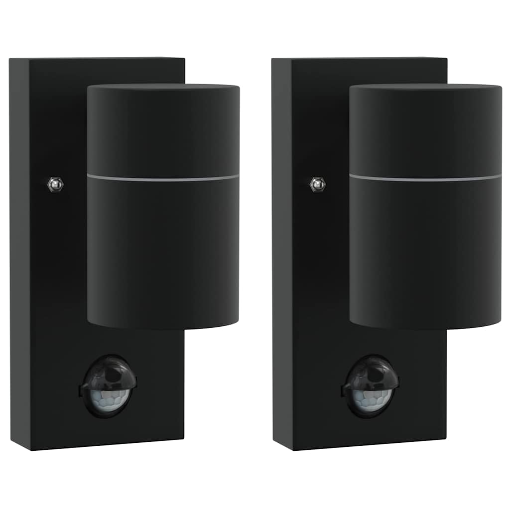 vidaXL Zewnętrzna lampa ścienna 2 pcs Czarny 6,5 x 10,5 x 16 cm