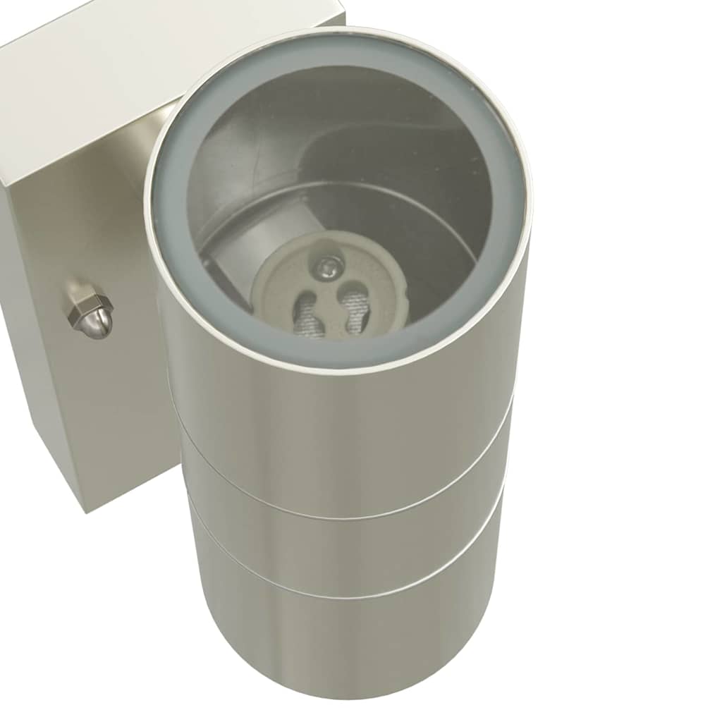 vidaXL Zewnętrzna lampa ścienna 2 pcs Srebrny 7 x 10 x 22 cm