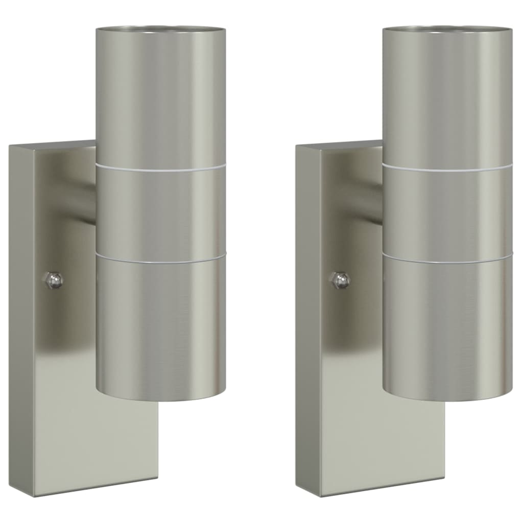 vidaXL Zewnętrzna lampa ścienna 2 pcs Srebrny 7 x 10 x 22 cm