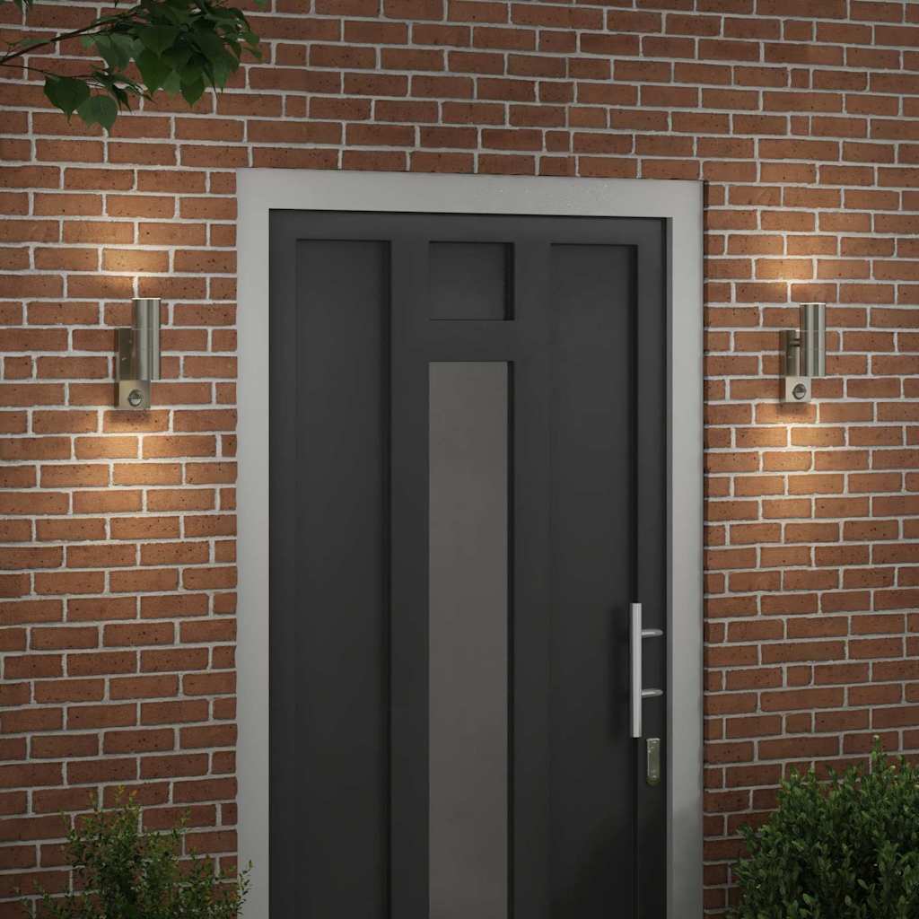 vidaXL Zewnętrzna lampa ścienna 2 pcs Srebrny 7 x 10 x 22 cm