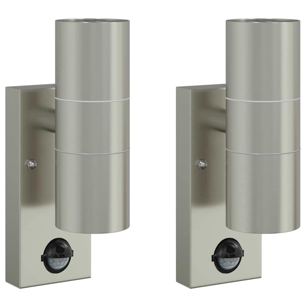 vidaXL Zewnętrzna lampa ścienna 2 pcs Srebrny 7 x 10 x 22 cm