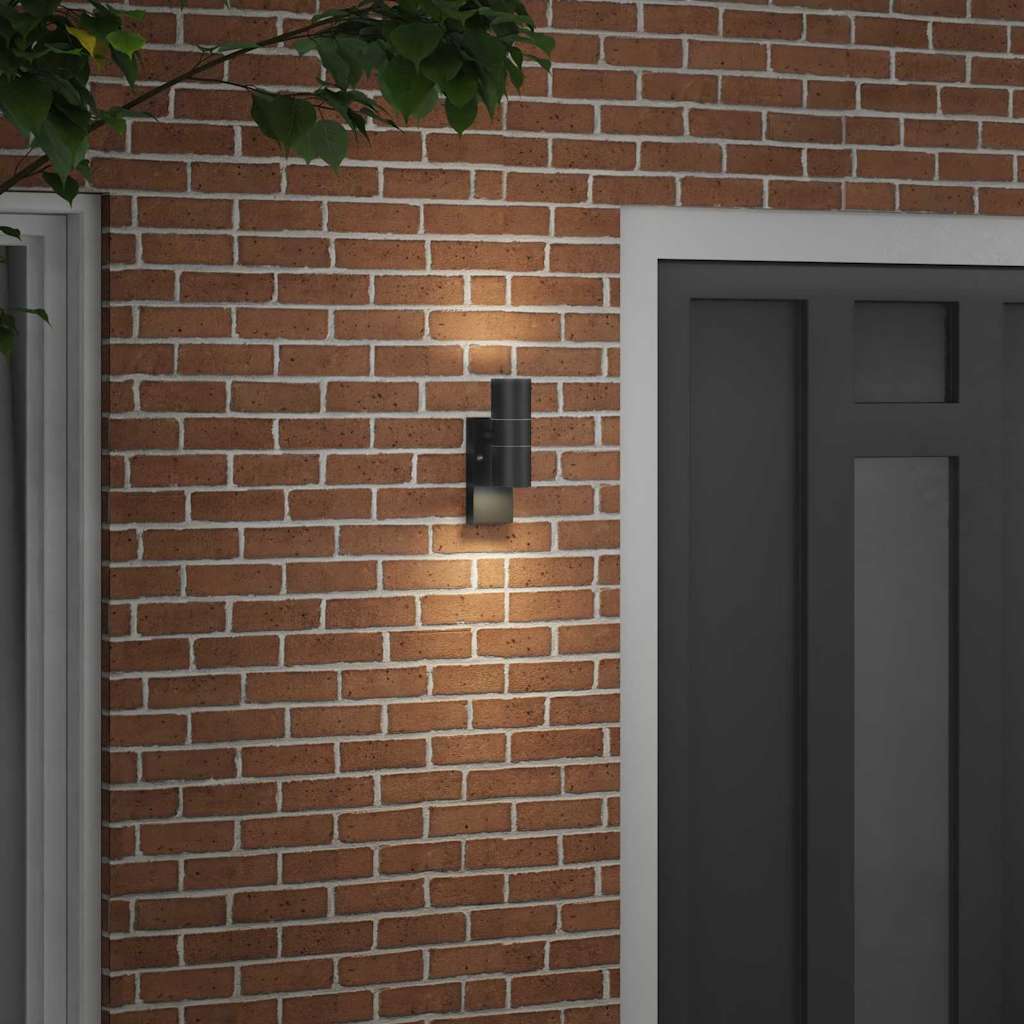 vidaXL Zewnętrzna lampa ścienna Czarny 7 x 10 x 22 cm
