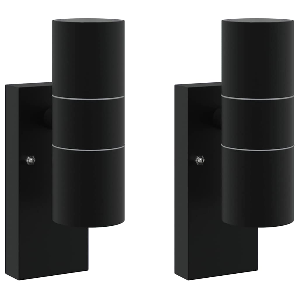 vidaXL Zewnętrzna lampa ścienna 2 pcs Czarny 7 x 10 x 22 cm