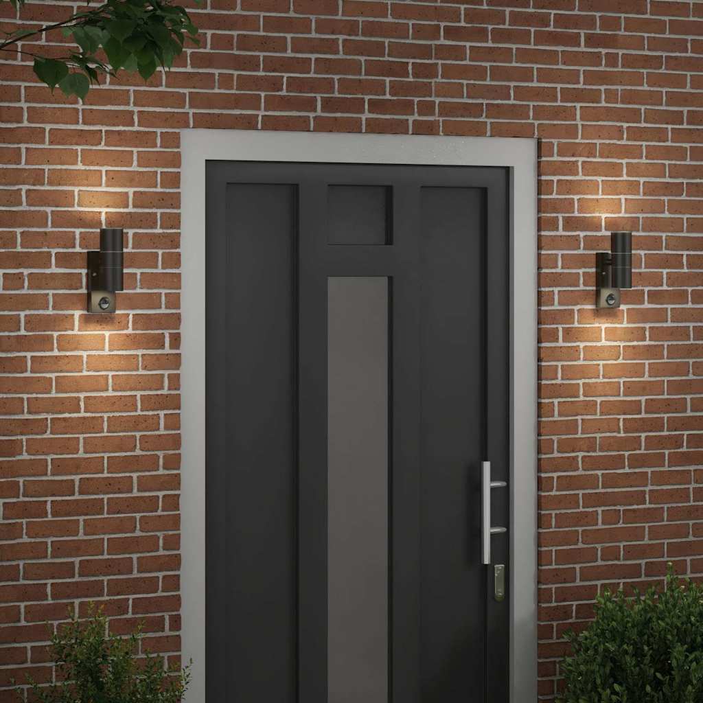 vidaXL Zewnętrzna lampa ścienna 2 pcs Czarny 7 x 10 x 22 cm