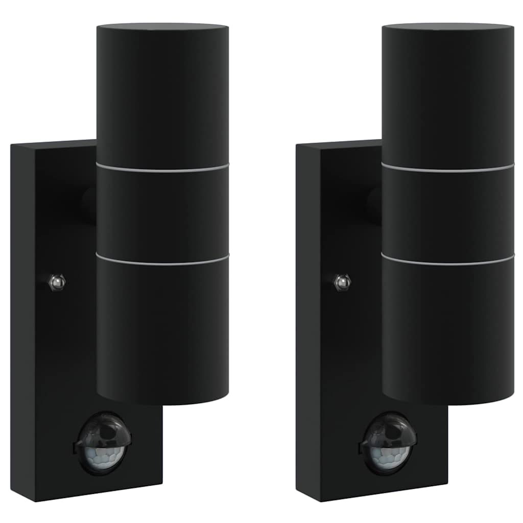 vidaXL Zewnętrzna lampa ścienna 2 pcs Czarny 7 x 10 x 22 cm