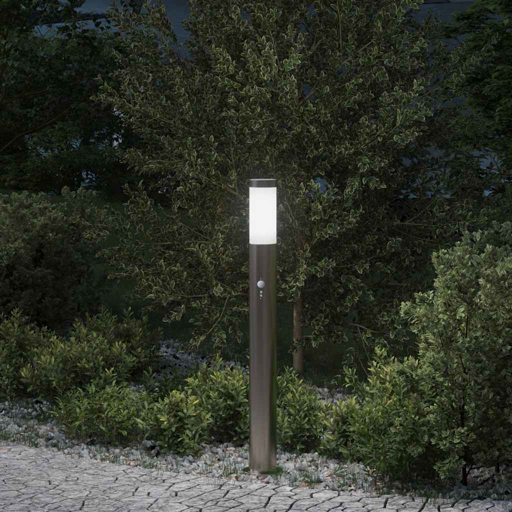 vidaXL Słupek oświetleniowy z czujnikiem 80 cm Stal nierdzewna IP44