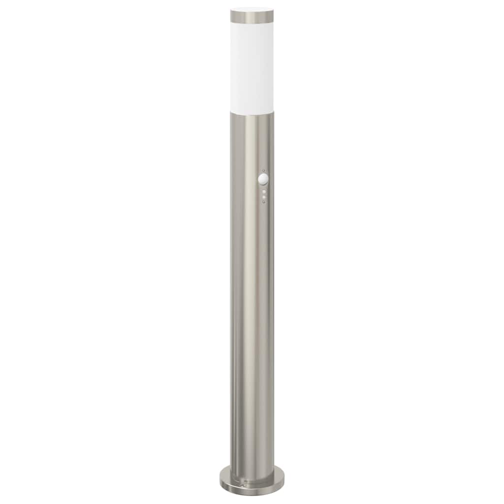 vidaXL Lampy słupkowe z czujnikiem, 3 szt., 80 cm, stal nierdzewna, IP44
