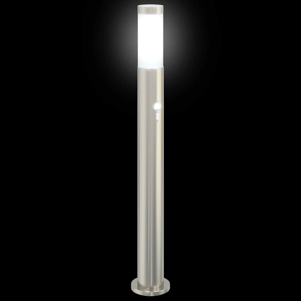 vidaXL Lampy słupkowe z czujnikiem, 3 szt., 80 cm, stal nierdzewna, IP44