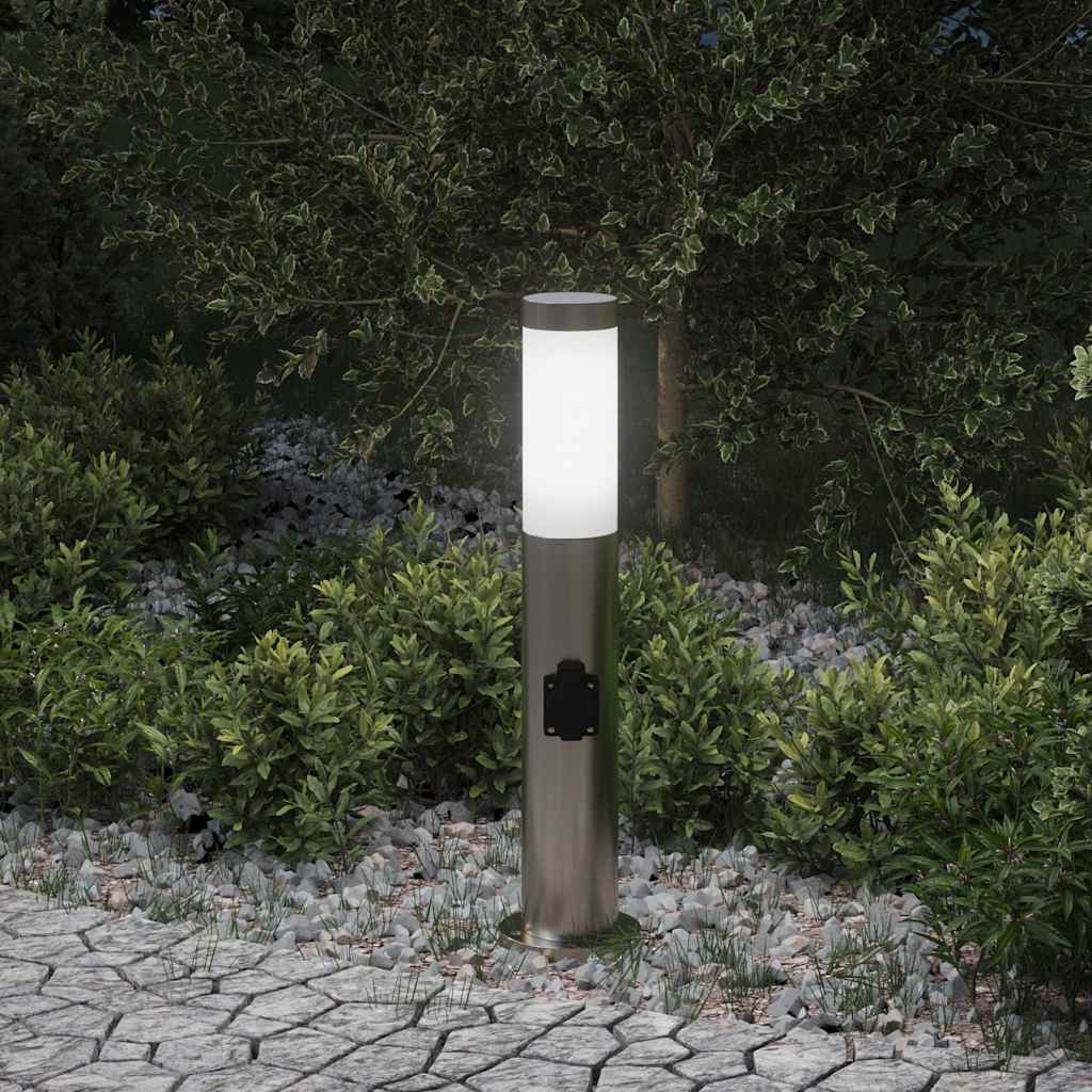 vidaXL Słupek oświetleniowy z gniazdem 50 cm, stal nierdzewna IP44