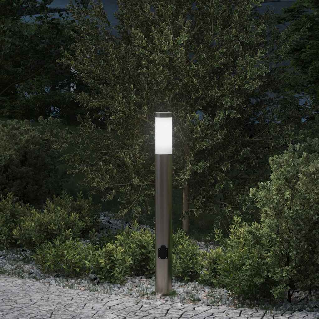 vidaXL Słupek oświetleniowy z gniazdem 80 cm, stal nierdzewna IP44