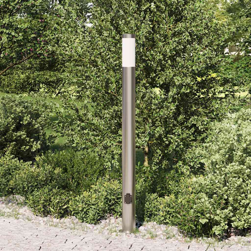 vidaXL Słupek oświetleniowy z gniazdem 110 cm, stal nierdzewna IP44