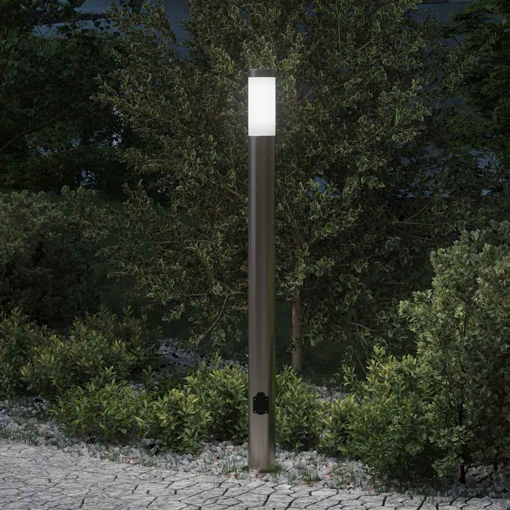 vidaXL Słupek oświetleniowy z gniazdem 110 cm, stal nierdzewna IP44