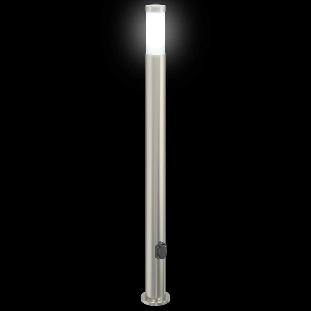 vidaXL Słupki oświetleniowe z gniazdem 3 szt. 110 cm Stal nierdzewna IP44