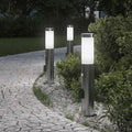 vidaXL Lampy słupkowe z czujnikiem i gniazdkiem, 3 szt., 50 cm, stal nierdzewna, IP44