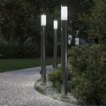 vidaXL Lampy słupkowe z czujnikiem i gniazdkiem, 3 szt., 110 cm, stal nierdzewna, IP44