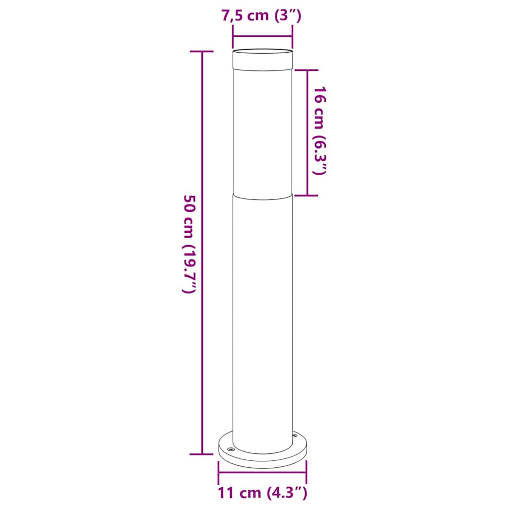 vidaXL Słupek oświetleniowy 50 cm Stal nierdzewna IP44