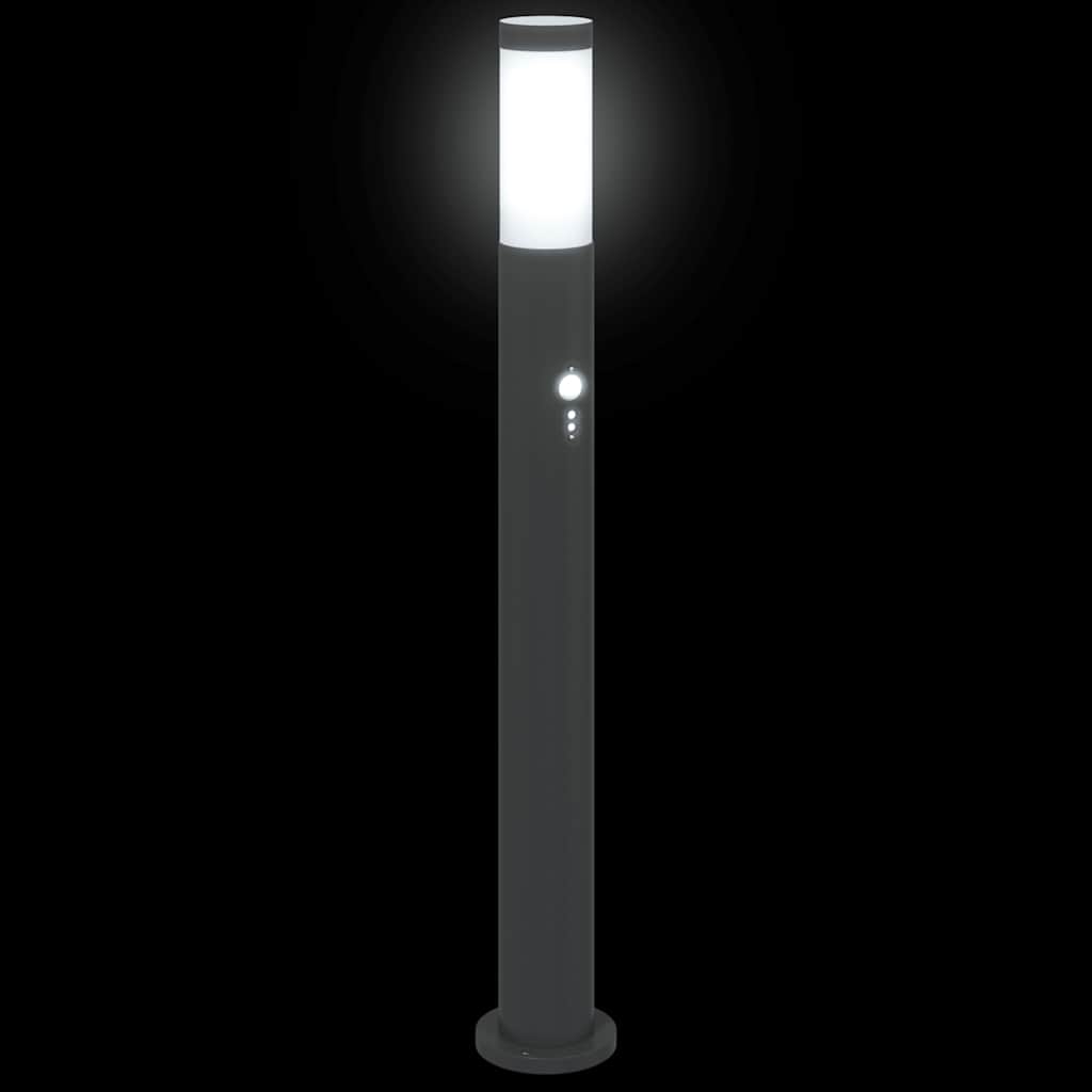 vidaXL Lampy słupkowe z czujnikiem, 3 szt., 80 cm, stal nierdzewna, IP44