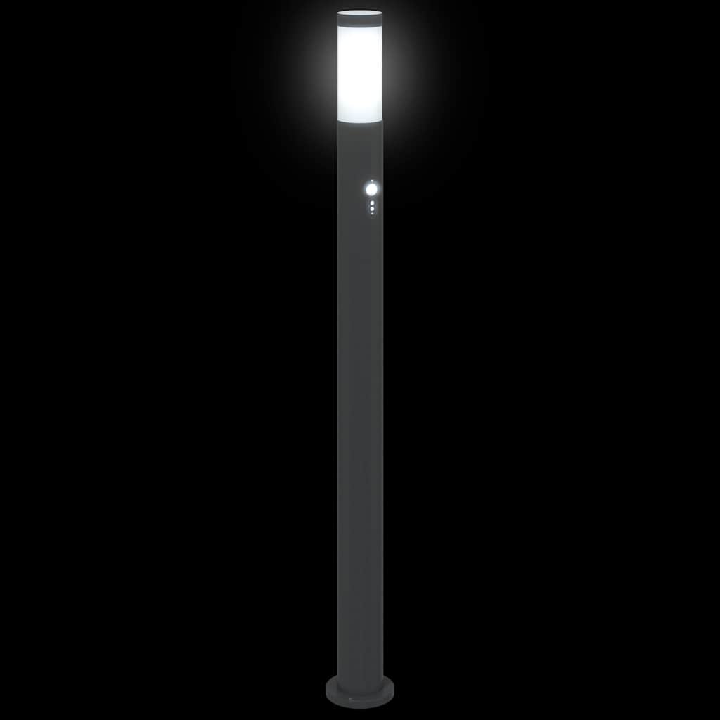 vidaXL Lampy słupkowe z czujnikiem, 3 szt., 110 cm, stal nierdzewna, IP44