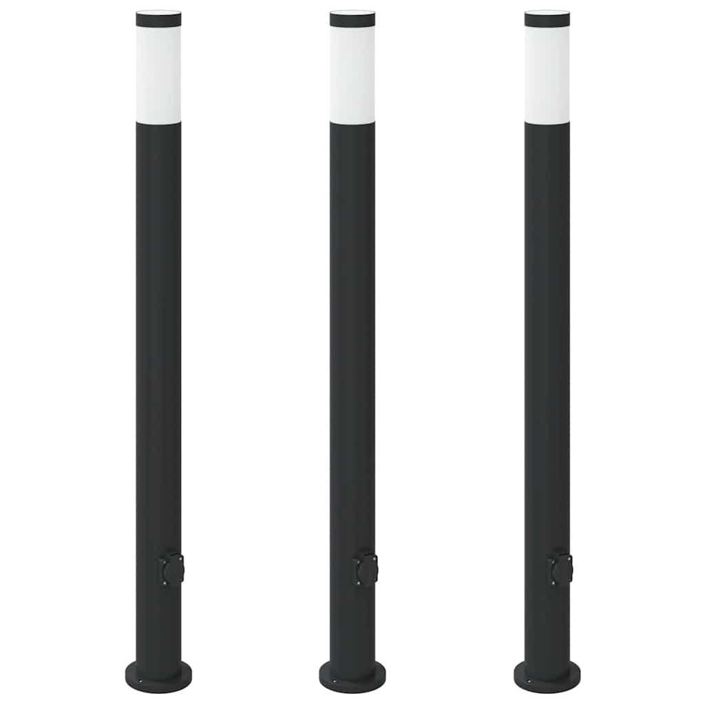 vidaXL Słupki oświetleniowe z gniazdem 3 szt. 110 cm Stal nierdzewna IP44