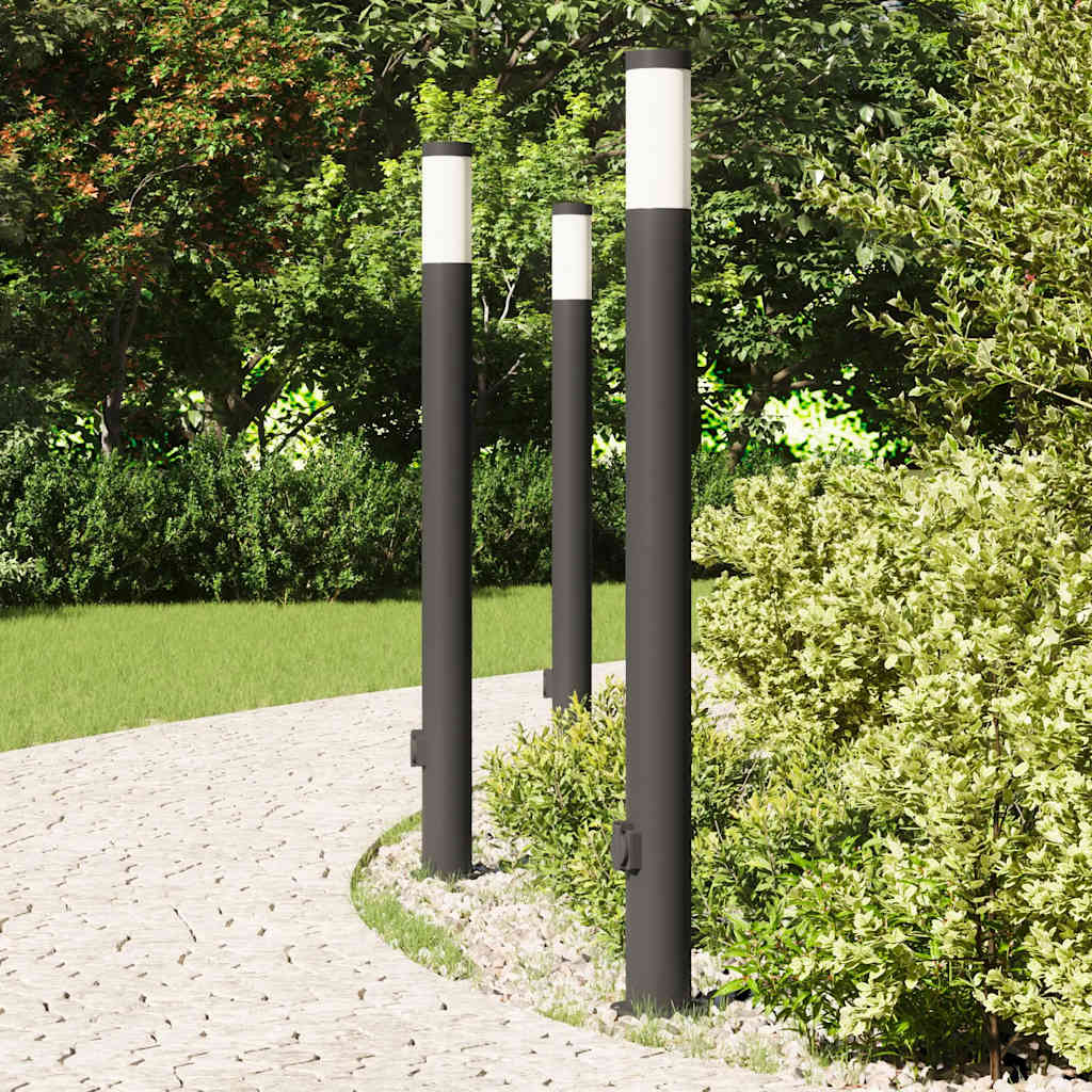 vidaXL Słupki oświetleniowe z gniazdem 3 szt. 110 cm Stal nierdzewna IP44