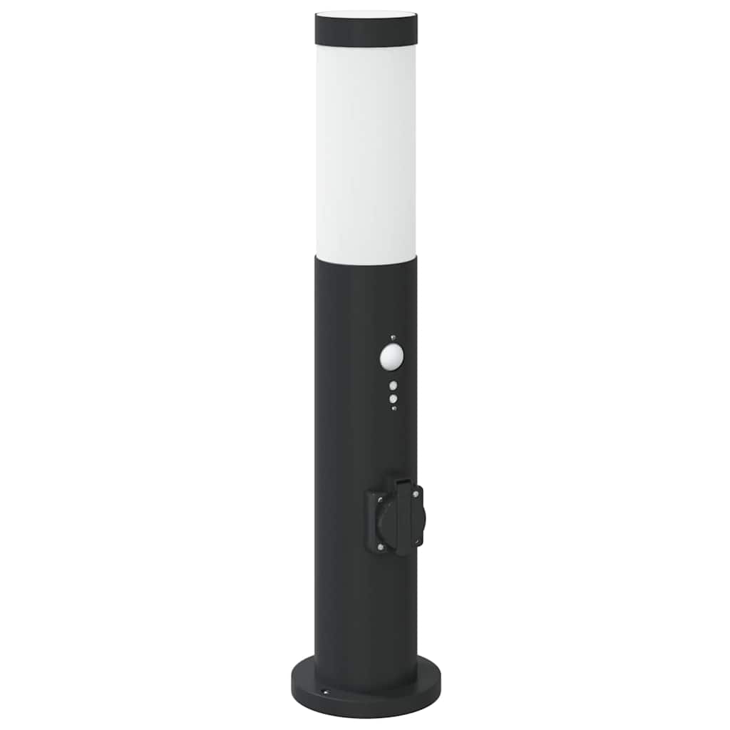 vidaXL Lampy słupkowe z czujnikiem i gniazdkiem, 3 szt., 50 cm, stal nierdzewna, IP44