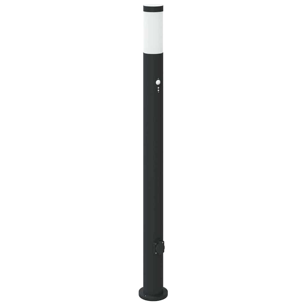 vidaXL Lampy słupkowe z czujnikiem i gniazdkiem, 3 szt., 110 cm, stal nierdzewna, IP44